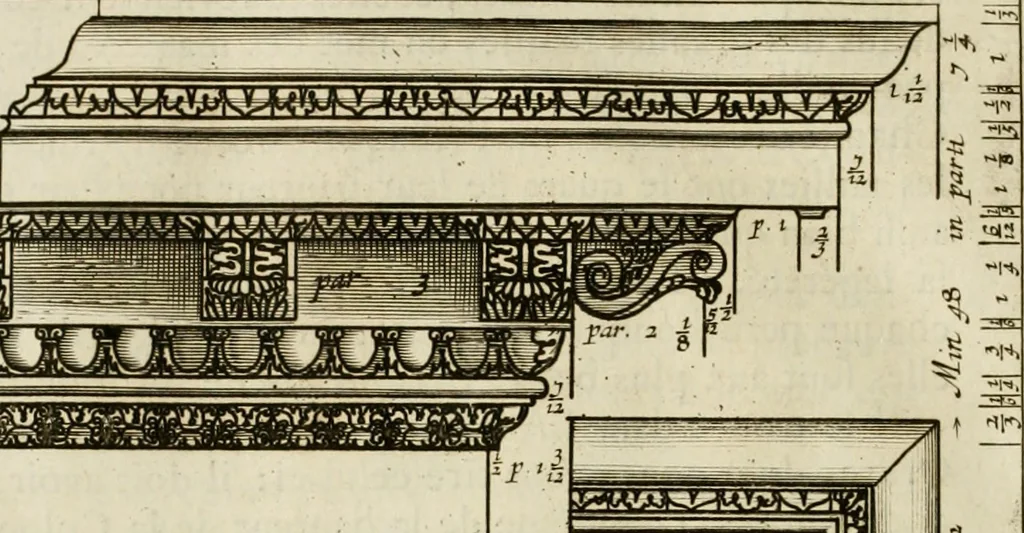 An illustration from Oeuvres d'architecture de Vincent Scamozzi vicentin, architecte de la republique de Venise, contenuës dans son idée de l'architecture universelle : dont les regles des cinq ordres, que le sixième livre contient ont été traduites en françois, 1713, leaf 293