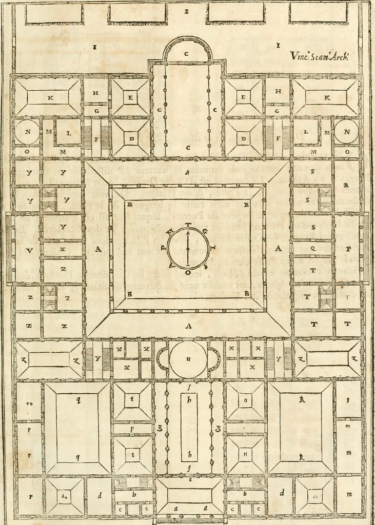 An illustration from Oeuvres d'architecture de Vincent Scamozzi vicentin, architecte de la republique de Venise, contenuës dans son idée de l'architecture universelle : dont les regles des cinq ordres, que le sixième livre contient ont été traduites en françois, 1713, leaf 44