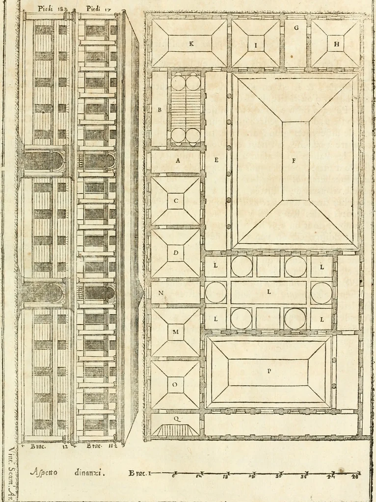 An illustration from Oeuvres d'architecture de Vincent Scamozzi vicentin, architecte de la republique de Venise, contenuës dans son idée de l'architecture universelle : dont les regles des cinq ordres, que le sixième livre contient ont été traduites en françois, 1713, leaf 64