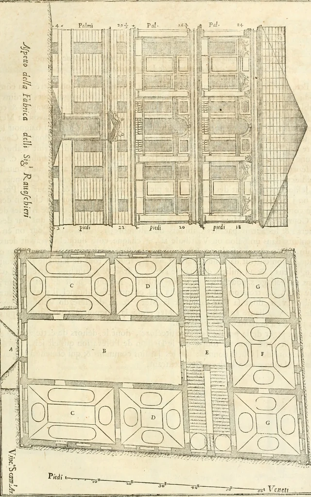 An illustration from Oeuvres d'architecture de Vincent Scamozzi vicentin, architecte de la republique de Venise, contenuës dans son idée de l'architecture universelle : dont les regles des cinq ordres, que le sixième livre contient ont été traduites en françois, 1713, leaf 66