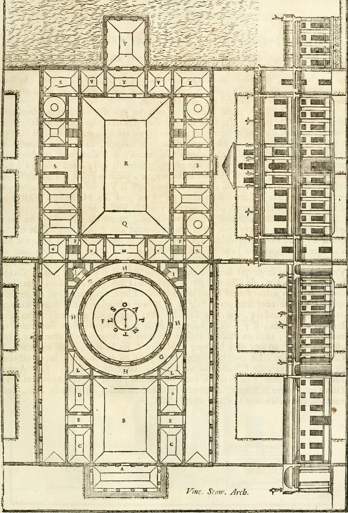 An illustration from Oeuvres d'architecture de Vincent Scamozzi vicentin, architecte de la republique de Venise, contenuës dans son idée de l'architecture universelle : dont les regles des cinq ordres, que le sixième livre contient ont été traduites en françois, 1713, leaf 68