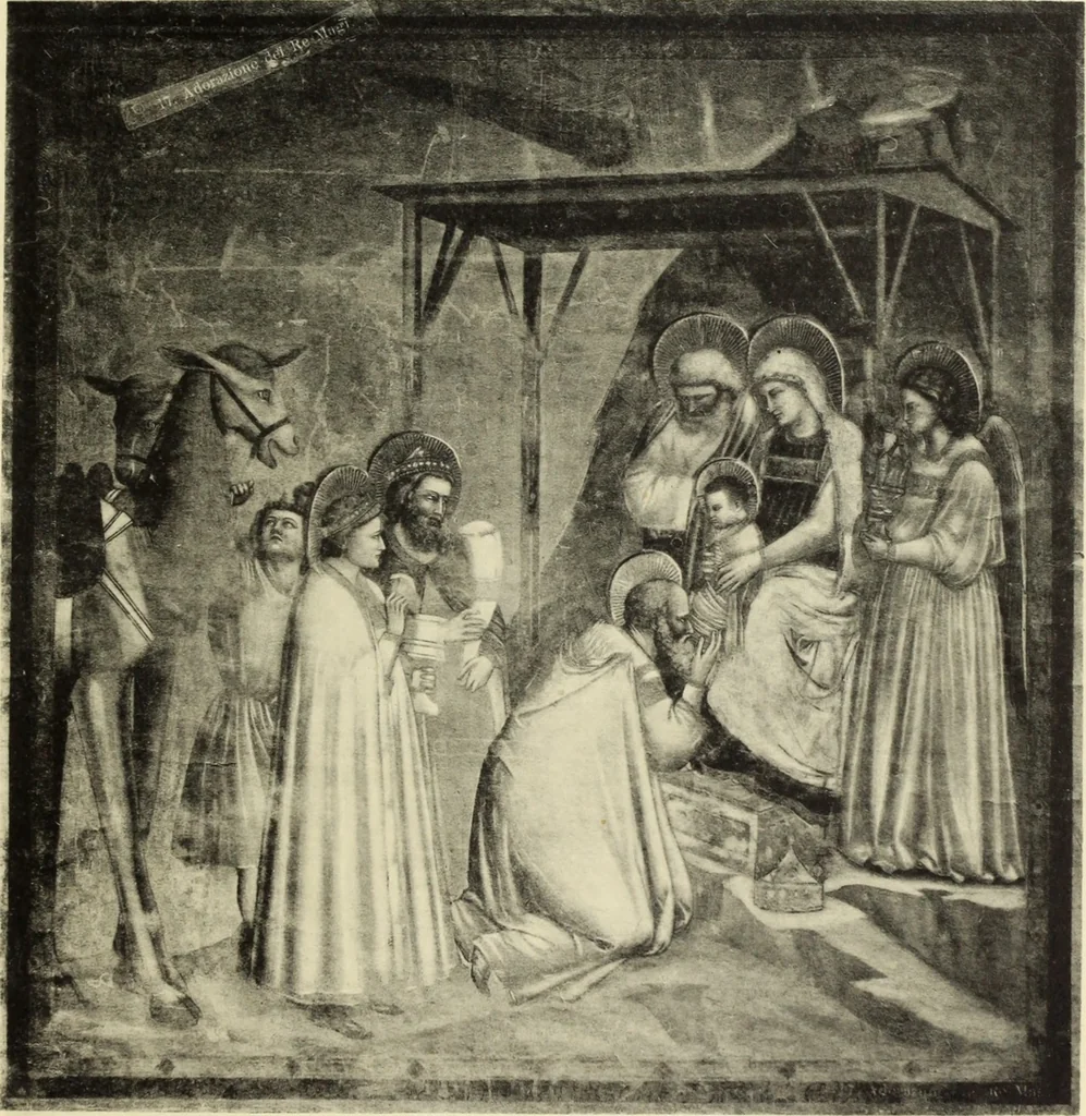 An illustration from Die darstellung der Anbetung der heiligen drei Könige in der toskanischen Malerei von Giotto bis Lionardo, 1901, leaf 130