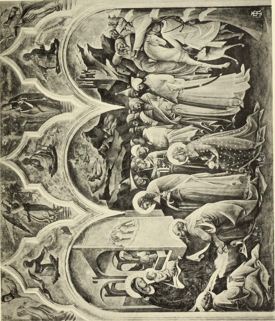 An illustration from Die darstellung der Anbetung der heiligen drei Könige in der toskanischen Malerei von Giotto bis Lionardo, 1901, leaf 132