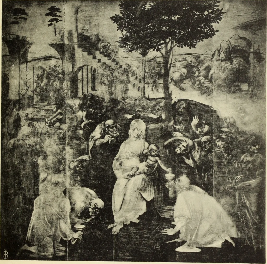 An illustration from Die darstellung der Anbetung der heiligen drei Könige in der toskanischen Malerei von Giotto bis Lionardo, 1901, leaf 136