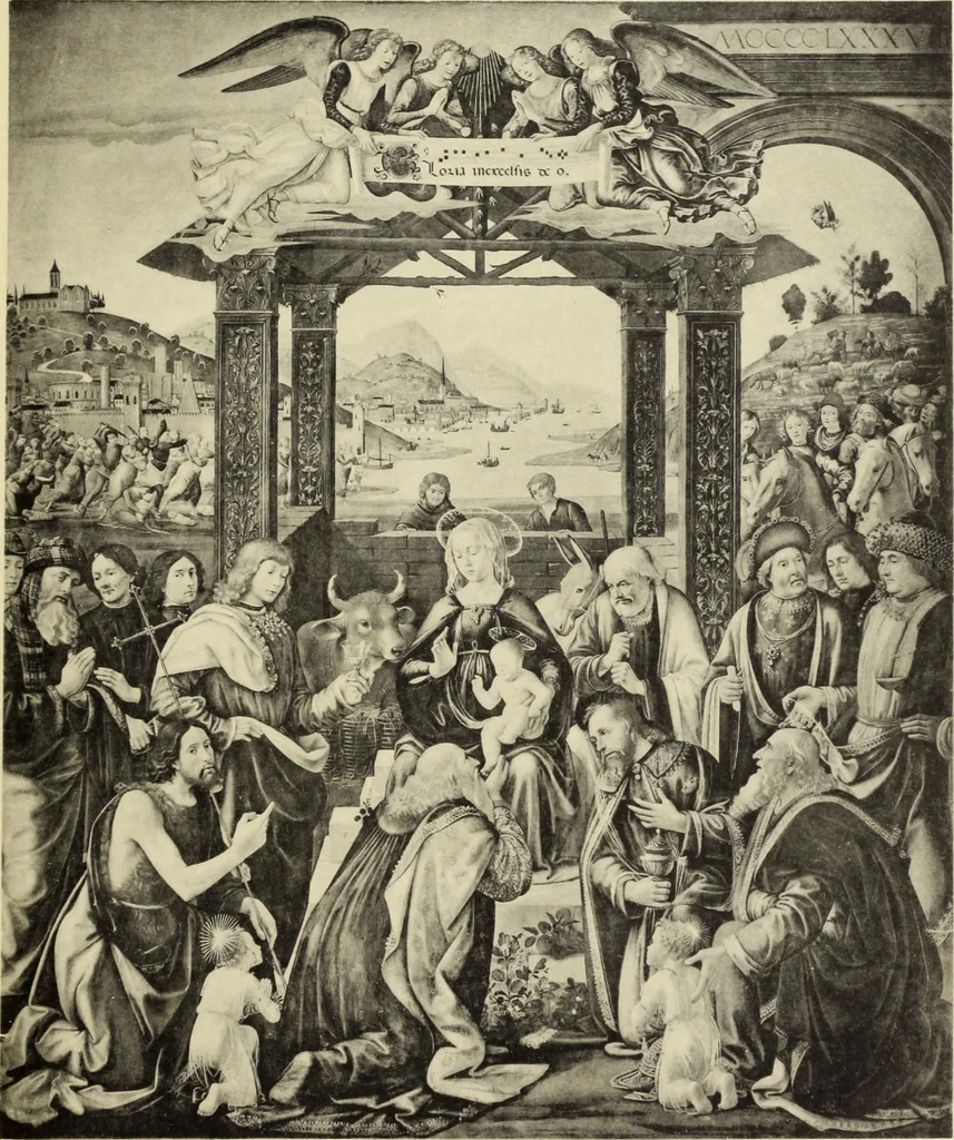 An illustration from Die darstellung der Anbetung der heiligen drei Könige in der toskanischen Malerei von Giotto bis Lionardo, 1901, leaf 140