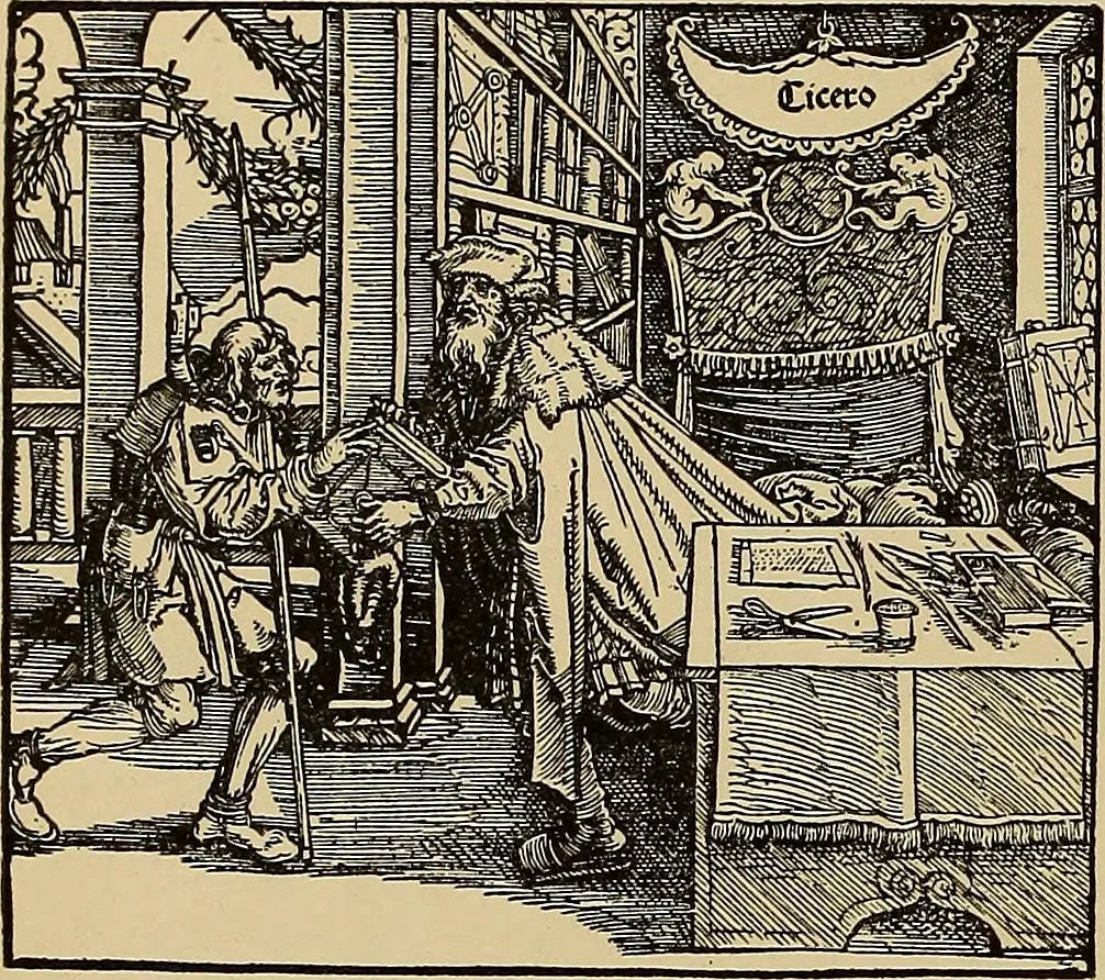 An illustration from Das Alte buch und seine ausstattung vom XV. bis zum XIX. jahrhundert: buchdruck, buchschmuck und einbände, 1915, leaf 106