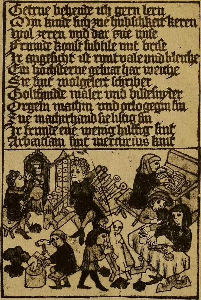 An illustration from Das Alte buch und seine ausstattung vom XV. bis zum XIX. jahrhundert: buchdruck, buchschmuck und einbände, 1915, leaf 43