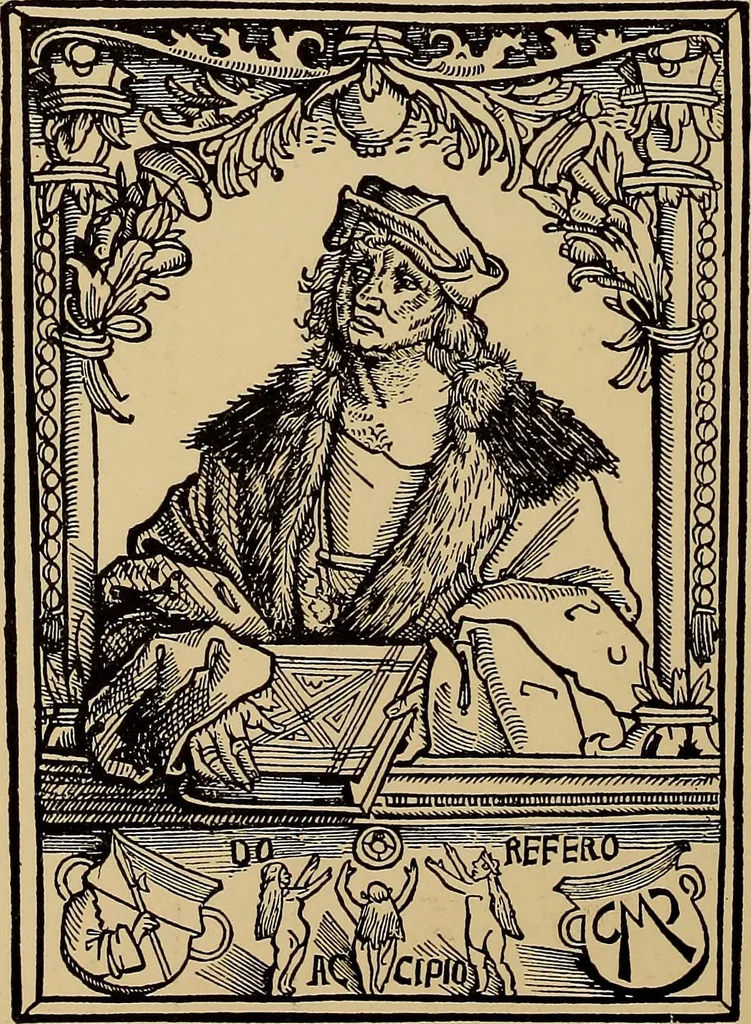 An illustration from Das Alte buch und seine ausstattung vom XV. bis zum XIX. jahrhundert: buchdruck, buchschmuck und einbände, 1915, leaf 90