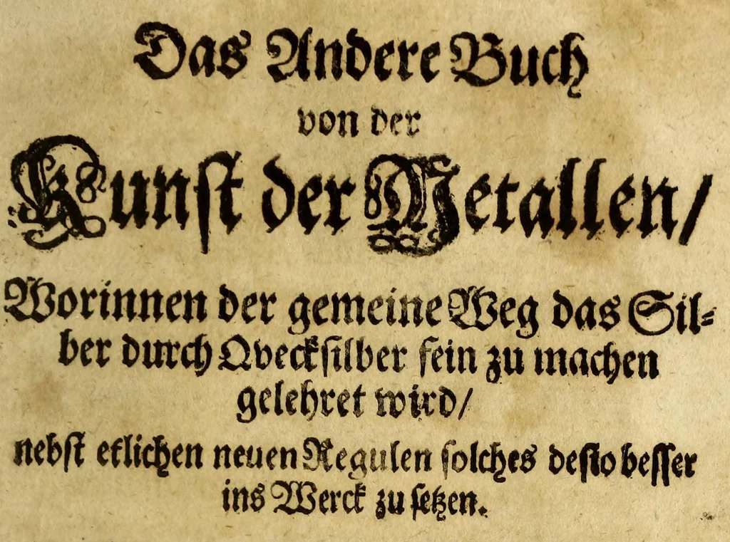 An illustration from Das andere Buch von der Kunst der Metallen : worinnen der gemeine Weg das Silber durch Qvecksilber fein zu machen gelehret wird nebst etlichen neuen Regulen solches desto besser ins Werck zu setzen., 1676, leaf 5