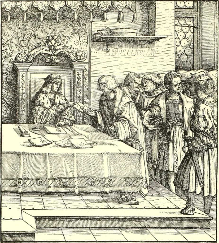 An illustration from Das deutsche Zimmer der Gothik und Renaissance : des Barock-, Rococo- und Zopfstils Anregungen zu häuslicher Kunstpflege, 1886, leaf 114