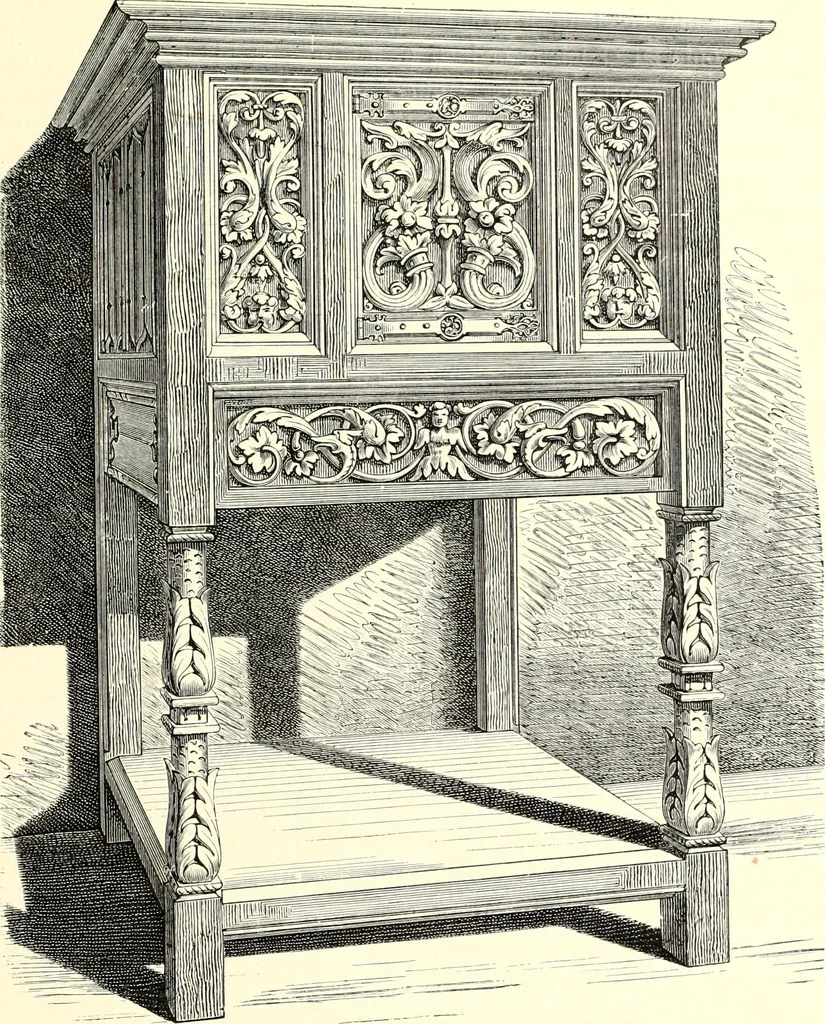 An illustration from Das deutsche Zimmer der Gothik und Renaissance : des Barock-, Rococo- und Zopfstils Anregungen zu häuslicher Kunstpflege, 1886, leaf 133