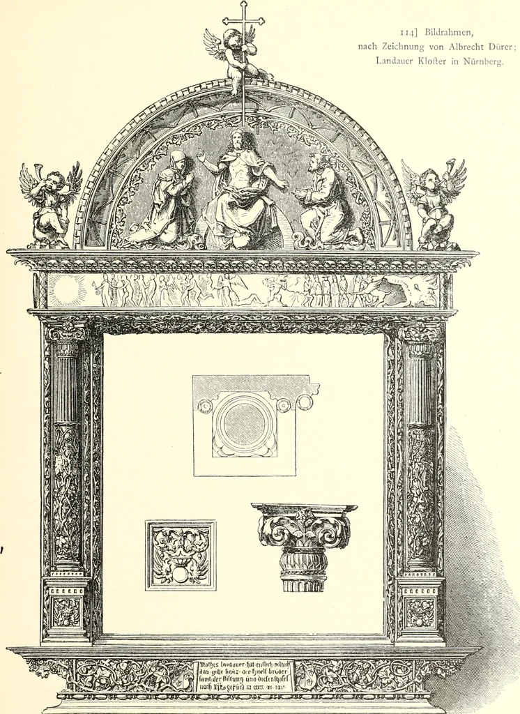 An illustration from Das deutsche Zimmer der Gothik und Renaissance : des Barock-, Rococo- und Zopfstils Anregungen zu häuslicher Kunstpflege, 1886, leaf 137