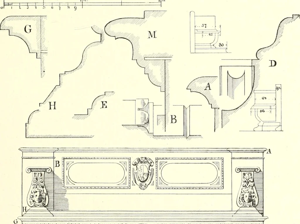 An illustration from Das deutsche Zimmer der Gothik und Renaissance : des Barock-, Rococo- und Zopfstils Anregungen zu häuslicher Kunstpflege, 1886, leaf 141
