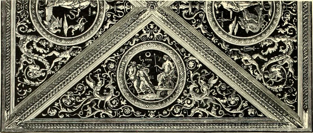 An illustration from Das deutsche Zimmer der Gothik und Renaissance : des Barock-, Rococo- und Zopfstils Anregungen zu häuslicher Kunstpflege, 1886, leaf 150