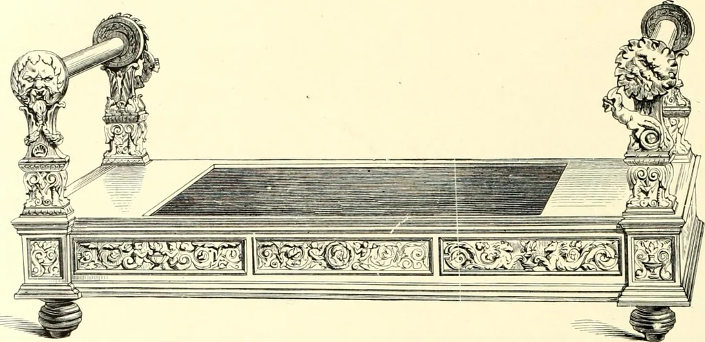 An illustration from Das deutsche Zimmer der Gothik und Renaissance : des Barock-, Rococo- und Zopfstils Anregungen zu häuslicher Kunstpflege, 1886, leaf 156