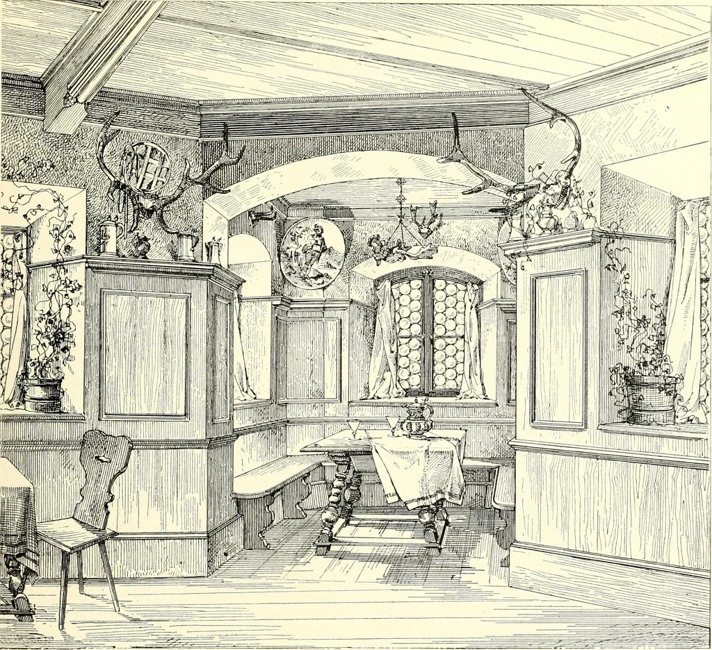 An illustration from Das deutsche Zimmer der Gothik und Renaissance : des Barock-, Rococo- und Zopfstils Anregungen zu häuslicher Kunstpflege, 1886, leaf 161