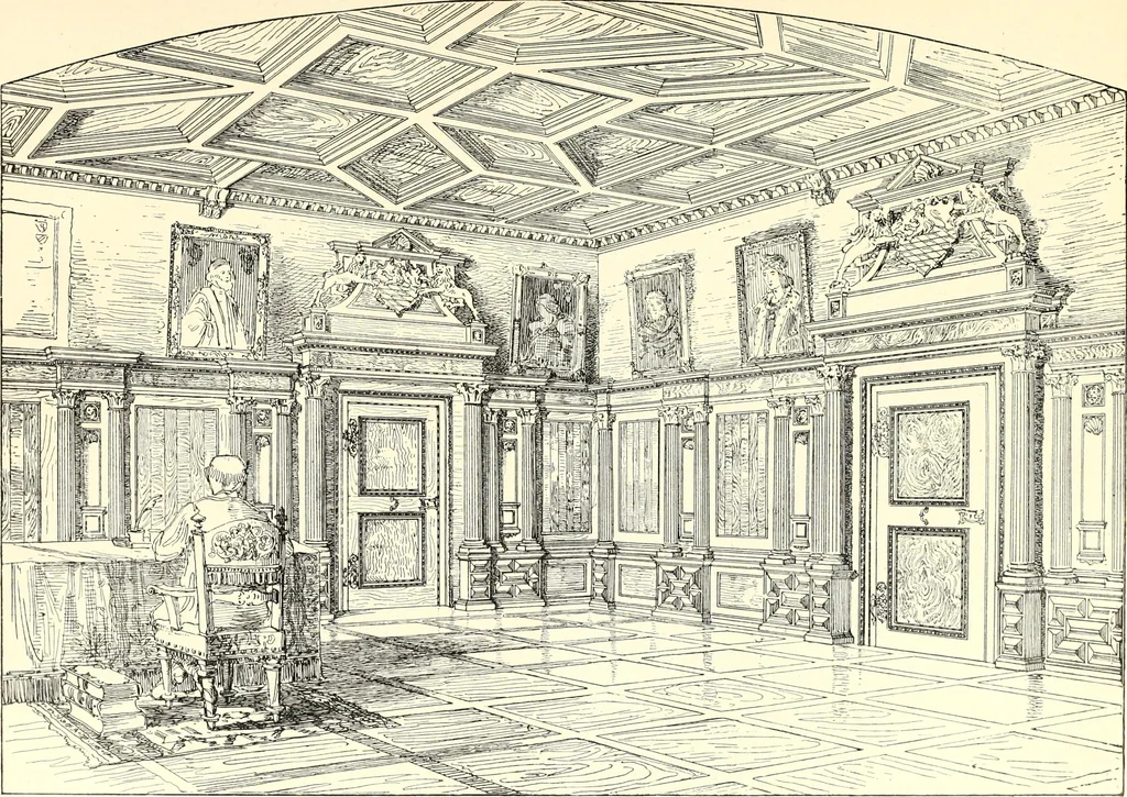 An illustration from Das deutsche Zimmer der Gothik und Renaissance : des Barock-, Rococo- und Zopfstils Anregungen zu häuslicher Kunstpflege, 1886, leaf 169