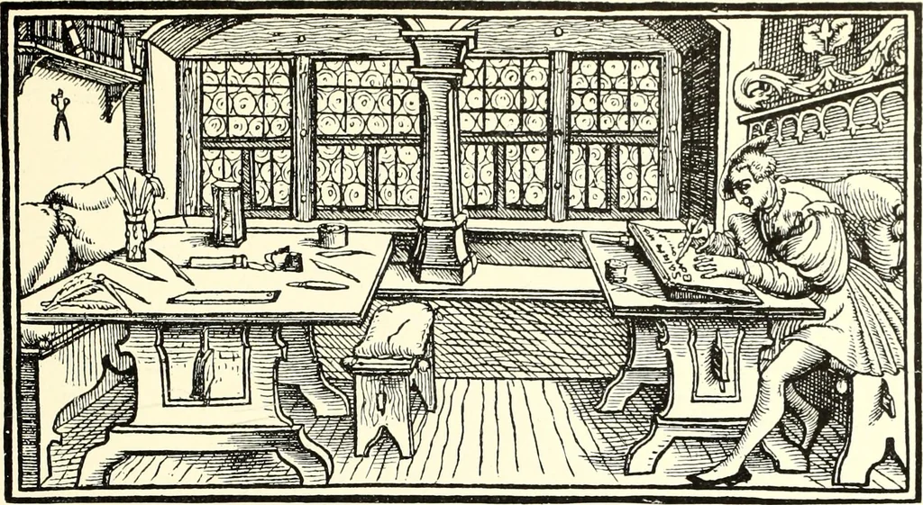 An illustration from Das deutsche Zimmer der Gothik und Renaissance : des Barock-, Rococo- und Zopfstils Anregungen zu häuslicher Kunstpflege, 1886, leaf 17