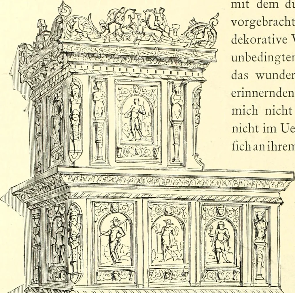 An illustration from Das deutsche Zimmer der Gothik und Renaissance : des Barock-, Rococo- und Zopfstils Anregungen zu häuslicher Kunstpflege, 1886, leaf 172