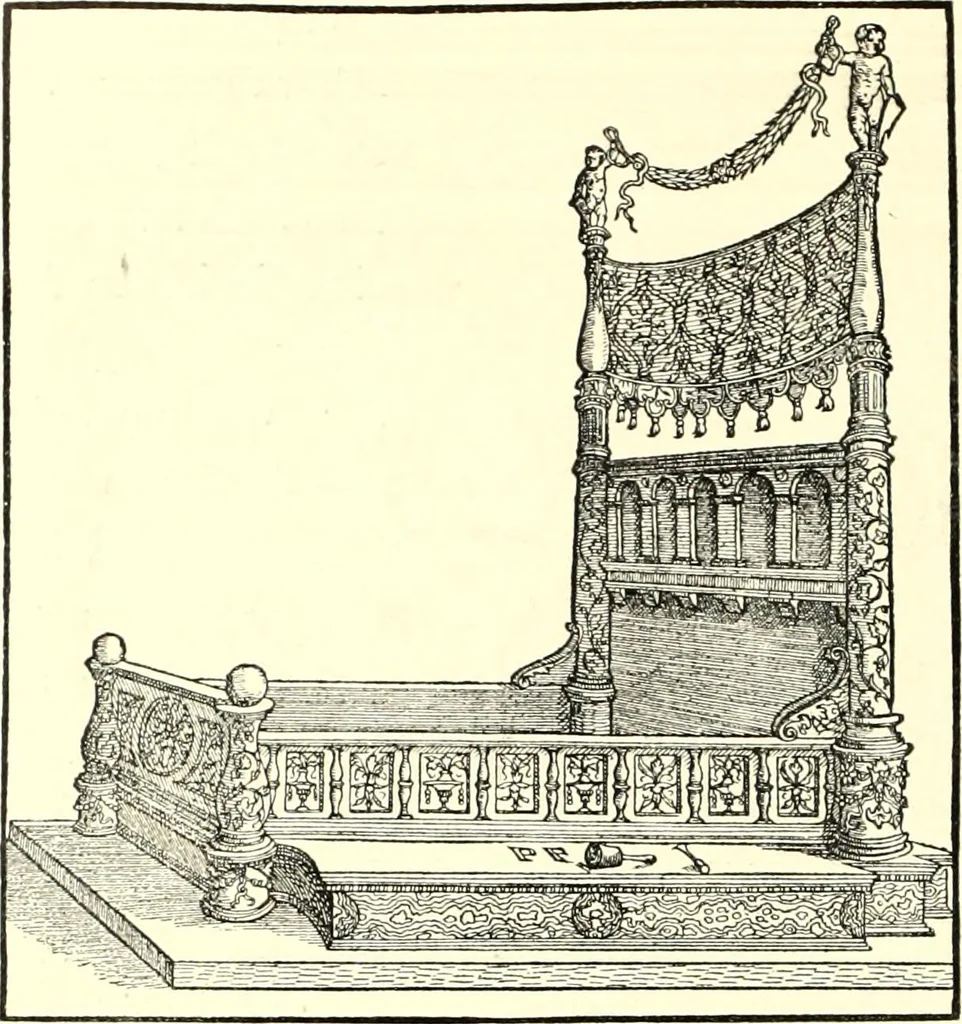 An illustration from Das deutsche Zimmer der Gothik und Renaissance : des Barock-, Rococo- und Zopfstils Anregungen zu häuslicher Kunstpflege, 1886, leaf 190