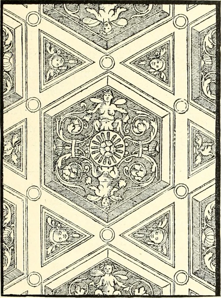 An illustration from Das deutsche Zimmer der Gothik und Renaissance : des Barock-, Rococo- und Zopfstils Anregungen zu häuslicher Kunstpflege, 1886, leaf 197