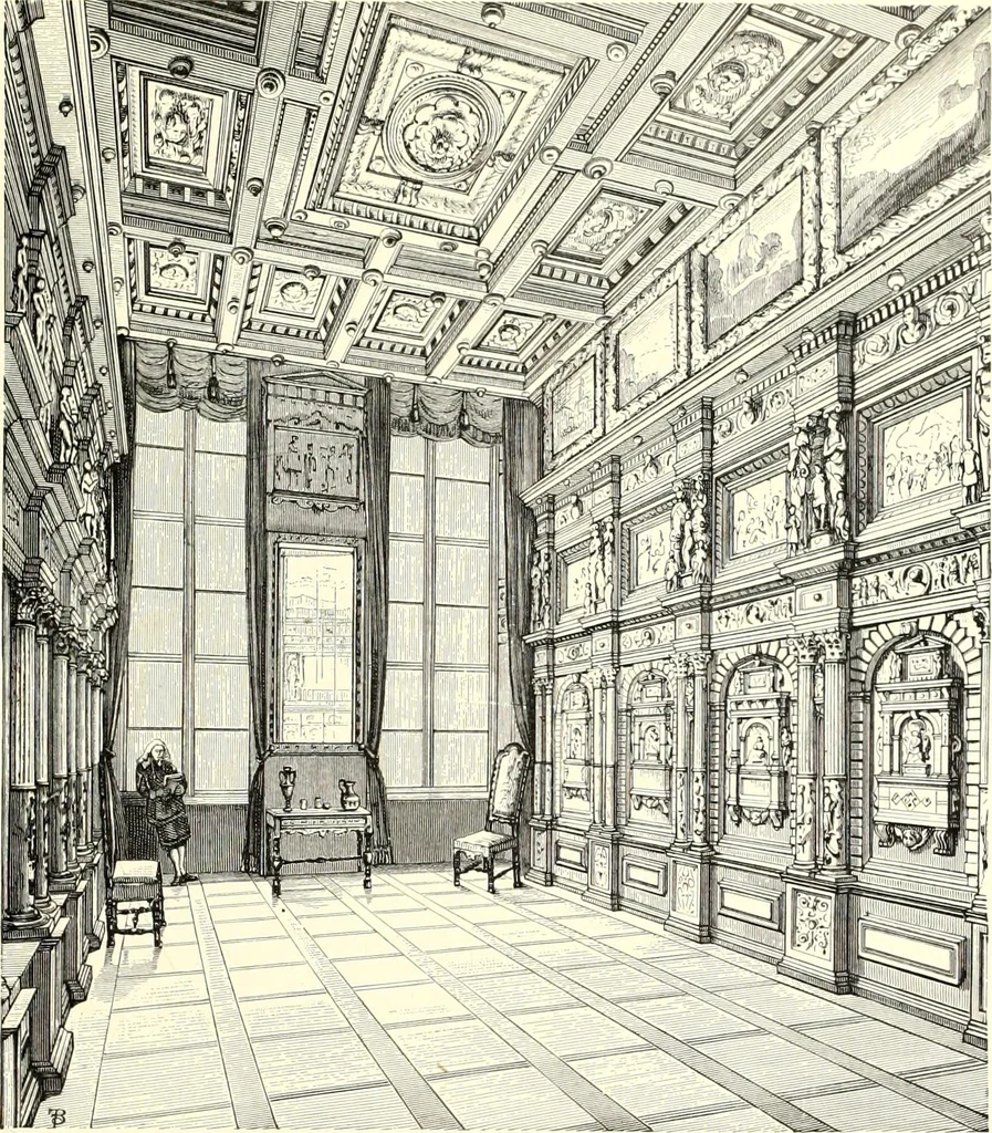 An illustration from Das deutsche Zimmer der Gothik und Renaissance : des Barock-, Rococo- und Zopfstils Anregungen zu häuslicher Kunstpflege, 1886, leaf 199