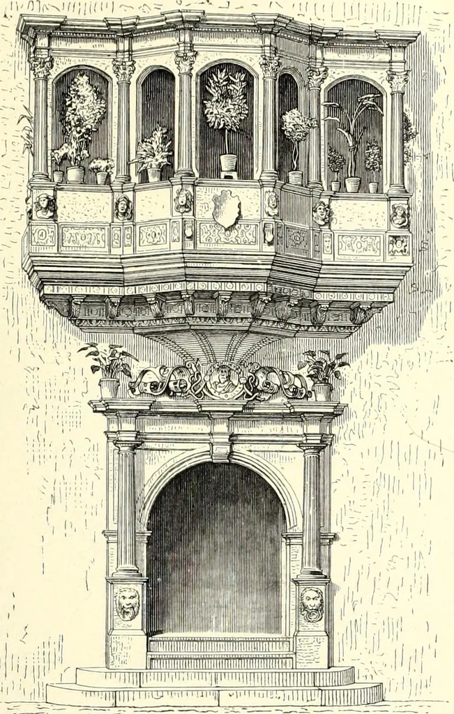 An illustration from Das deutsche Zimmer der Gothik und Renaissance : des Barock-, Rococo- und Zopfstils Anregungen zu häuslicher Kunstpflege, 1886, leaf 203