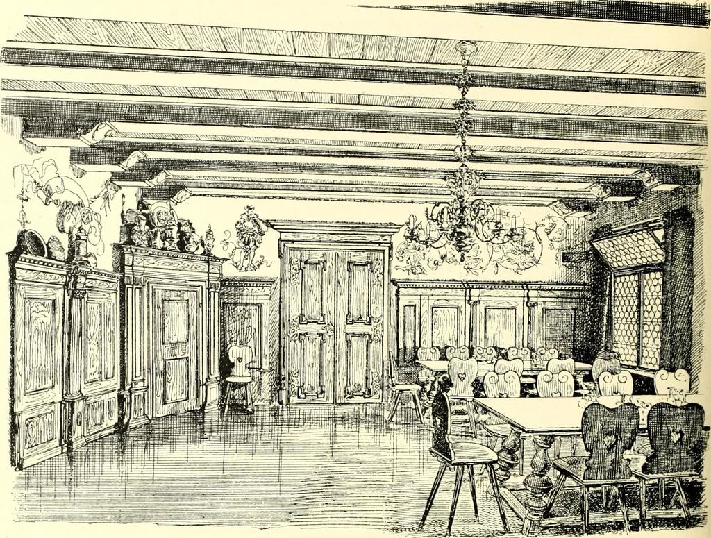An illustration from Das deutsche Zimmer der Gothik und Renaissance : des Barock-, Rococo- und Zopfstils Anregungen zu häuslicher Kunstpflege, 1886, leaf 204