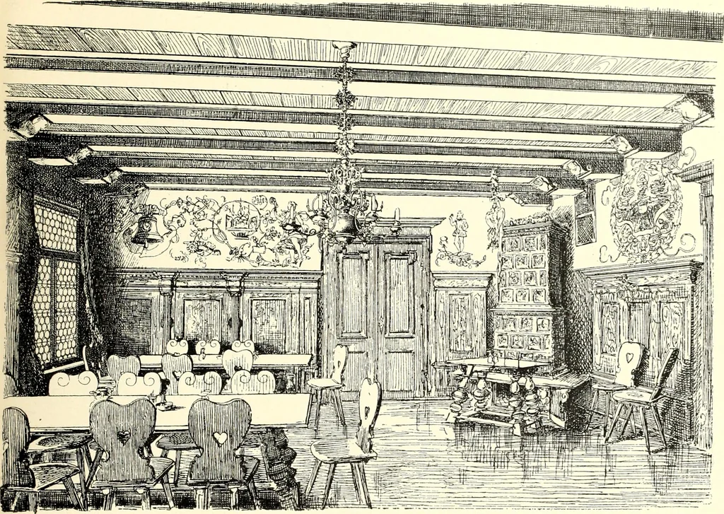 An illustration from Das deutsche Zimmer der Gothik und Renaissance : des Barock-, Rococo- und Zopfstils Anregungen zu häuslicher Kunstpflege, 1886, leaf 205