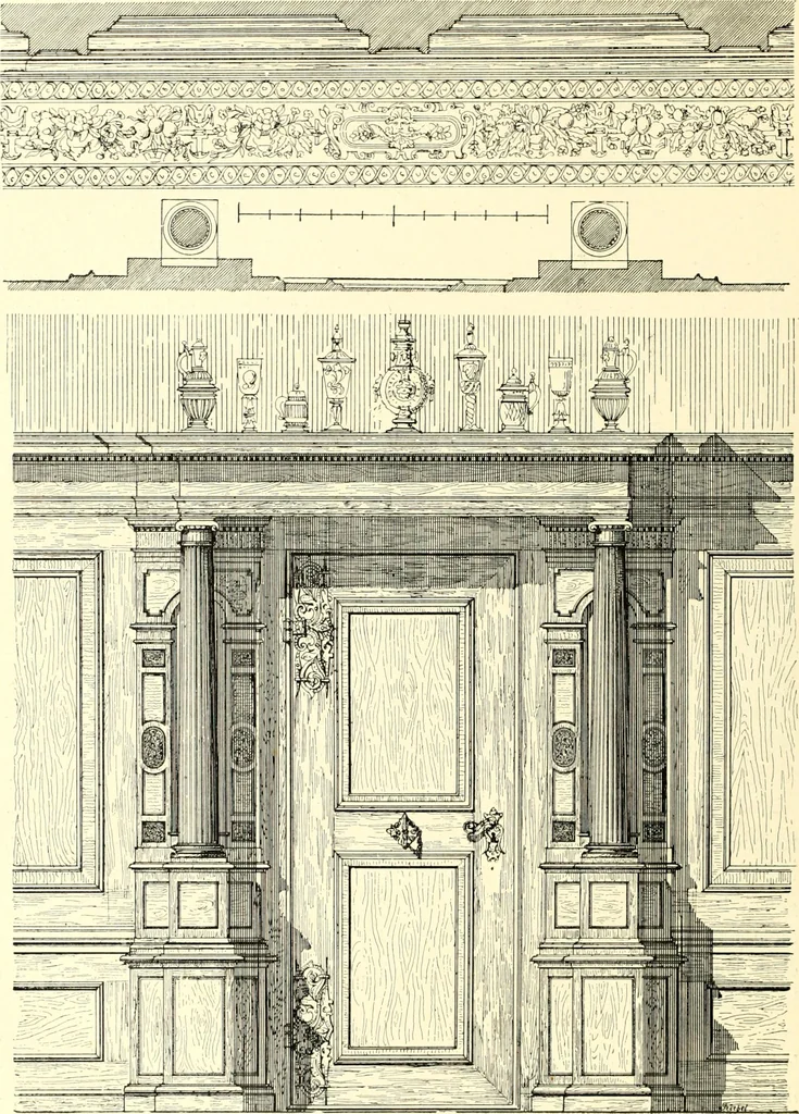 An illustration from Das deutsche Zimmer der Gothik und Renaissance : des Barock-, Rococo- und Zopfstils Anregungen zu häuslicher Kunstpflege, 1886, leaf 208