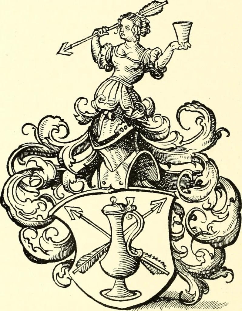 An illustration from Das deutsche Zimmer der Gothik und Renaissance : des Barock-, Rococo- und Zopfstils Anregungen zu häuslicher Kunstpflege, 1886, leaf 216