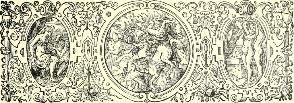 An illustration from Das deutsche Zimmer der Gothik und Renaissance : des Barock-, Rococo- und Zopfstils Anregungen zu häuslicher Kunstpflege, 1886, leaf 217