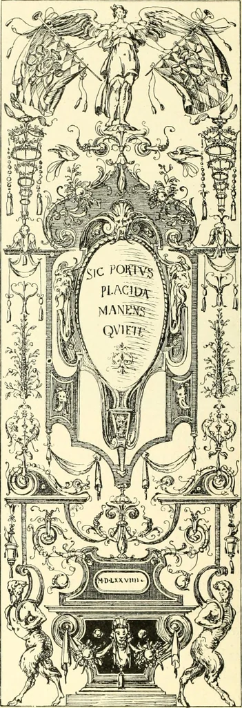 An illustration from Das deutsche Zimmer der Gothik und Renaissance : des Barock-, Rococo- und Zopfstils Anregungen zu häuslicher Kunstpflege, 1886, leaf 220