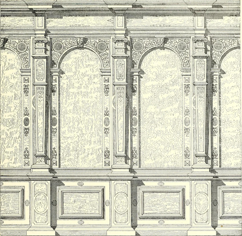 An illustration from Das deutsche Zimmer der Gothik und Renaissance : des Barock-, Rococo- und Zopfstils Anregungen zu häuslicher Kunstpflege, 1886, leaf 229