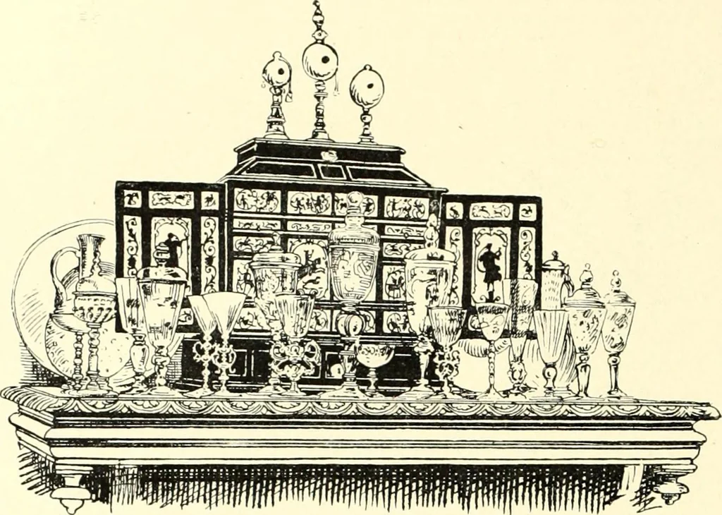 An illustration from Das deutsche Zimmer der Gothik und Renaissance : des Barock-, Rococo- und Zopfstils Anregungen zu häuslicher Kunstpflege, 1886, leaf 232