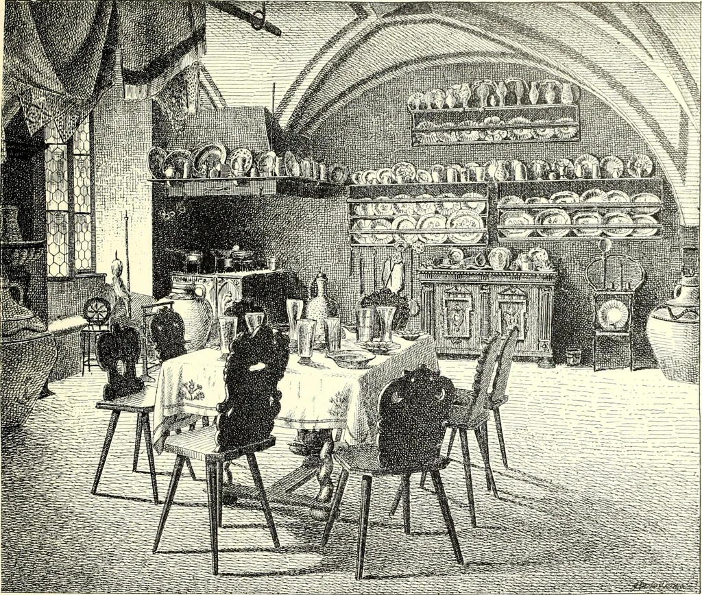 An illustration from Das deutsche Zimmer der Gothik und Renaissance : des Barock-, Rococo- und Zopfstils Anregungen zu häuslicher Kunstpflege, 1886, leaf 235