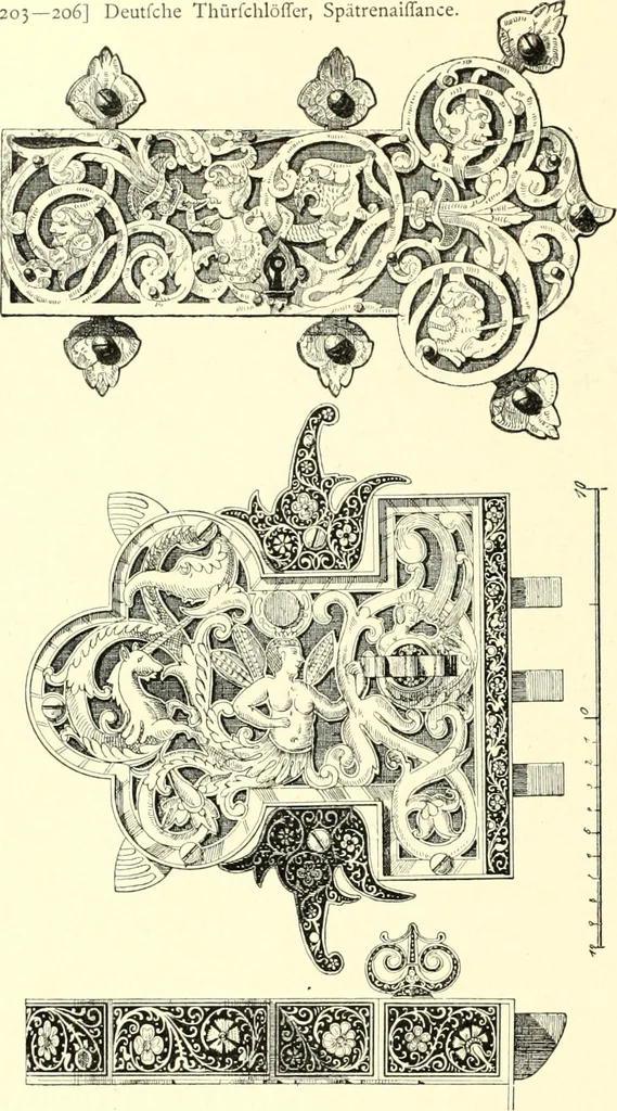 An illustration from Das deutsche Zimmer der Gothik und Renaissance : des Barock-, Rococo- und Zopfstils Anregungen zu häuslicher Kunstpflege, 1886, leaf 240