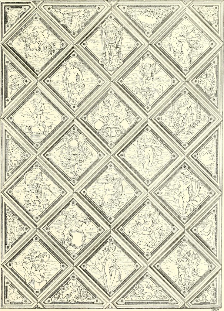 An illustration from Das deutsche Zimmer der Gothik und Renaissance : des Barock-, Rococo- und Zopfstils Anregungen zu häuslicher Kunstpflege, 1886, leaf 249
