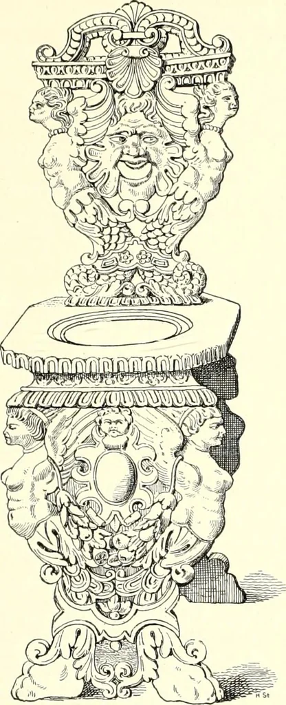 An illustration from Das deutsche Zimmer der Gothik und Renaissance : des Barock-, Rococo- und Zopfstils Anregungen zu häuslicher Kunstpflege, 1886, leaf 263