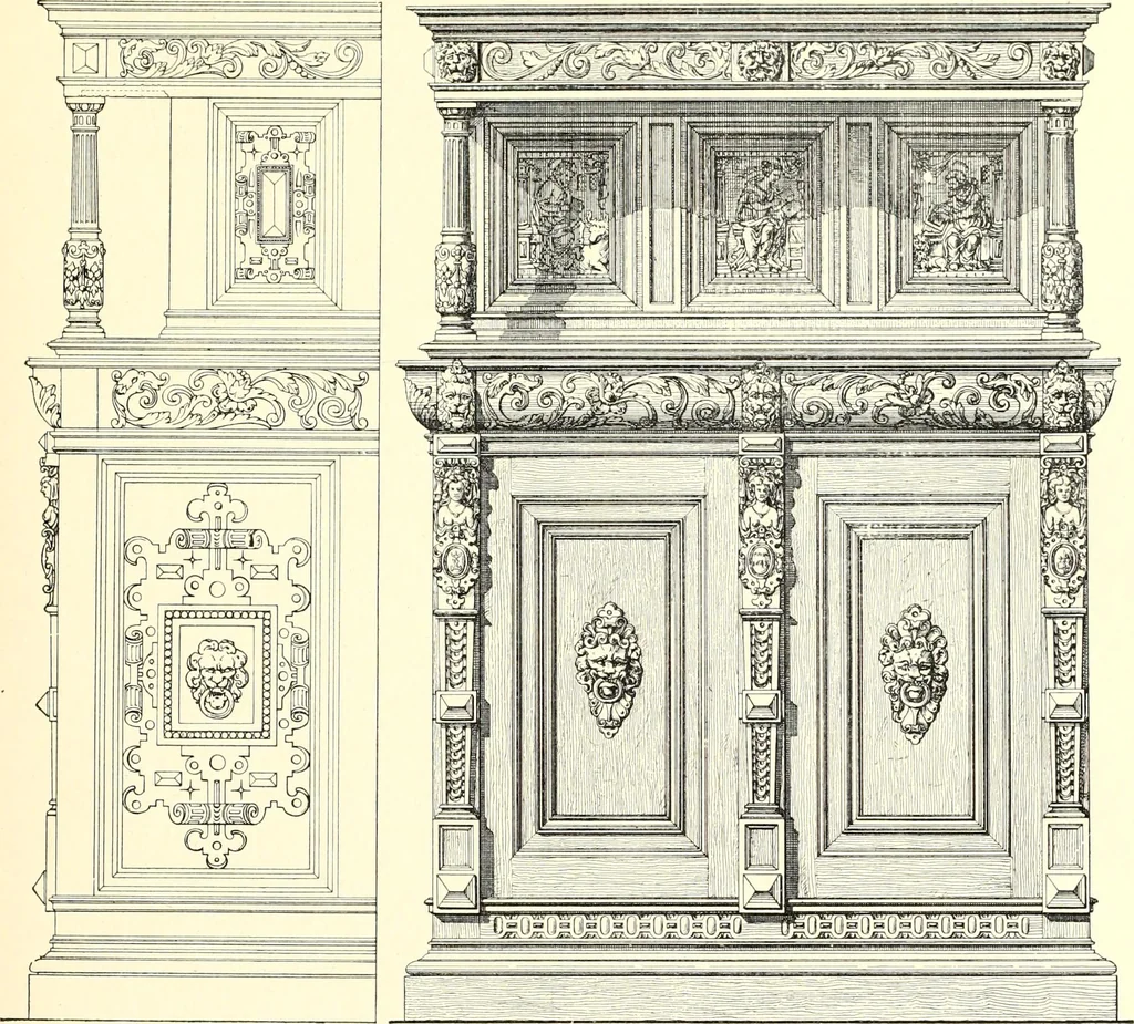 An illustration from Das deutsche Zimmer der Gothik und Renaissance : des Barock-, Rococo- und Zopfstils Anregungen zu häuslicher Kunstpflege, 1886, leaf 279