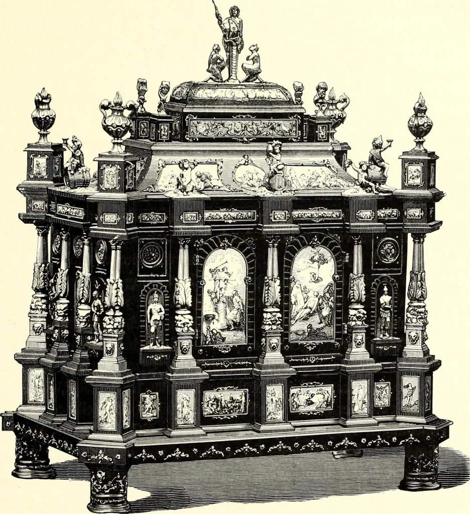 An illustration from Das deutsche Zimmer der Gothik und Renaissance : des Barock-, Rococo- und Zopfstils Anregungen zu häuslicher Kunstpflege, 1886, leaf 293