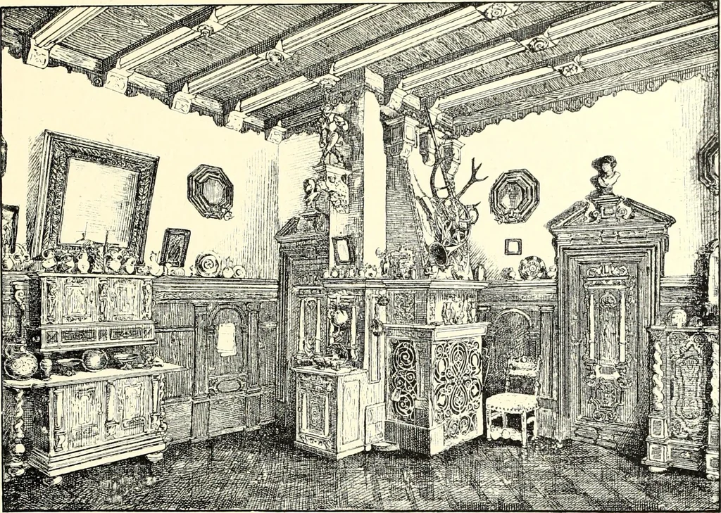 An illustration from Das deutsche Zimmer der Gothik und Renaissance : des Barock-, Rococo- und Zopfstils Anregungen zu häuslicher Kunstpflege, 1886, leaf 295