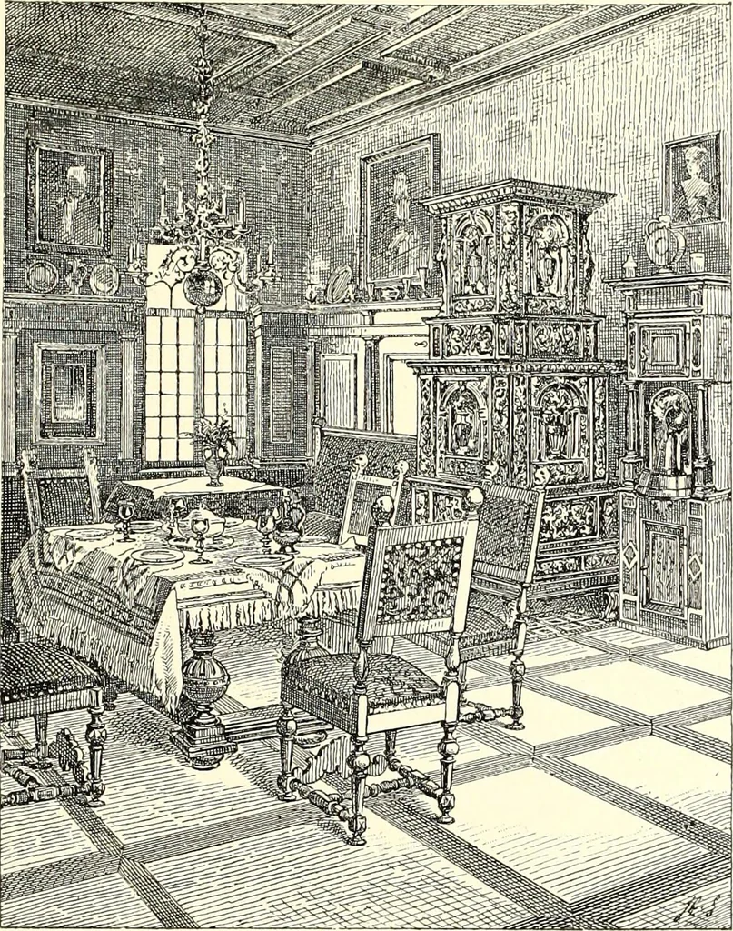 An illustration from Das deutsche Zimmer der Gothik und Renaissance : des Barock-, Rococo- und Zopfstils Anregungen zu häuslicher Kunstpflege, 1886, leaf 307