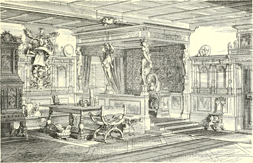 An illustration from Das deutsche Zimmer der Gothik und Renaissance : des Barock-, Rococo- und Zopfstils Anregungen zu häuslicher Kunstpflege, 1886, leaf 311