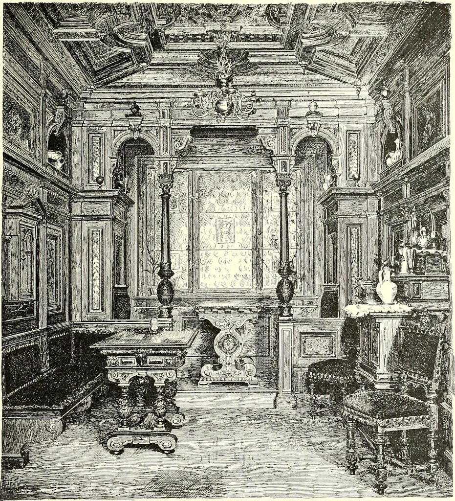 An illustration from Das deutsche Zimmer der Gothik und Renaissance : des Barock-, Rococo- und Zopfstils Anregungen zu häuslicher Kunstpflege, 1886, leaf 337