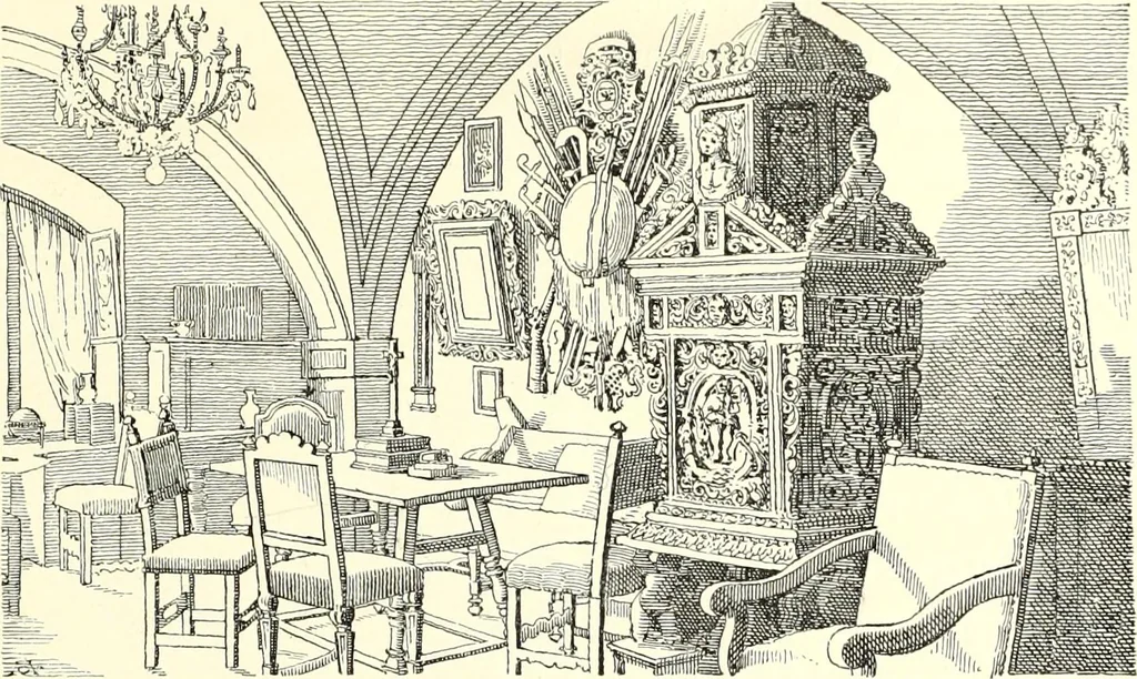 An illustration from Das deutsche Zimmer der Gothik und Renaissance : des Barock-, Rococo- und Zopfstils Anregungen zu häuslicher Kunstpflege, 1886, leaf 339