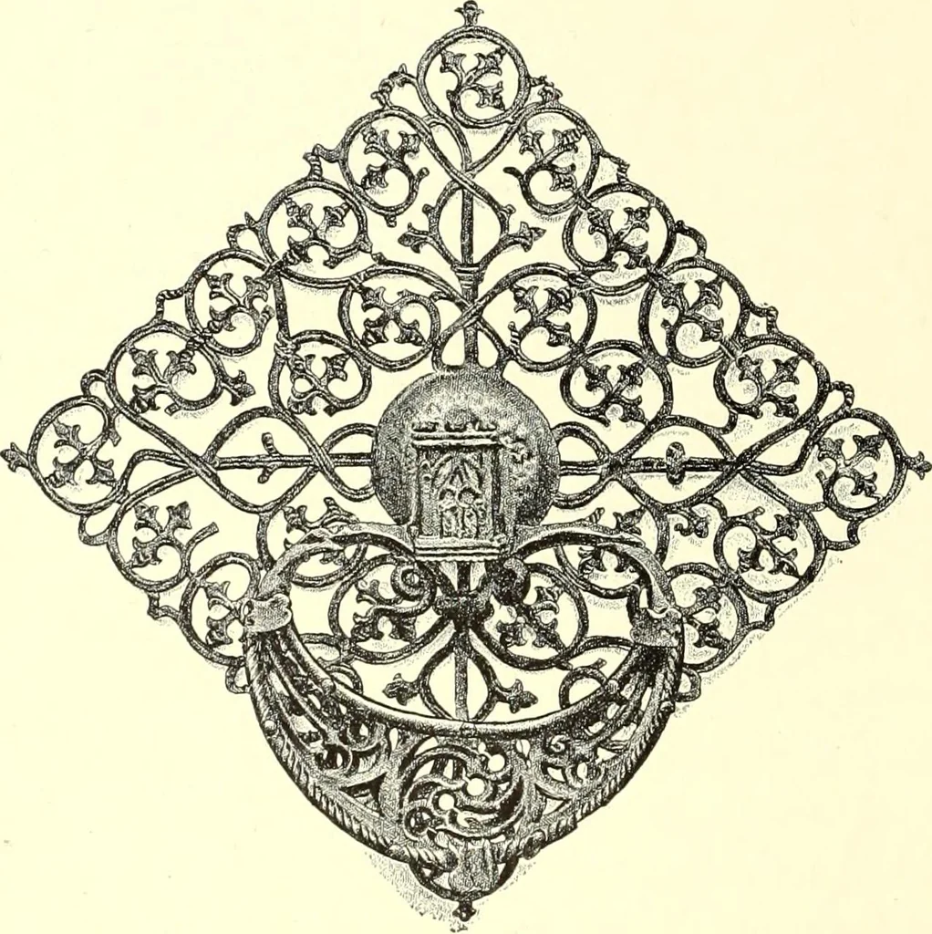 An illustration from Das deutsche Zimmer der Gothik und Renaissance : des Barock-, Rococo- und Zopfstils Anregungen zu häuslicher Kunstpflege, 1886, leaf 34