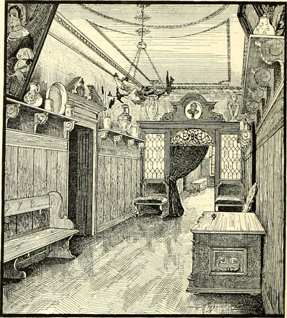 An illustration from Das deutsche Zimmer der Gothik und Renaissance : des Barock-, Rococo- und Zopfstils Anregungen zu häuslicher Kunstpflege, 1886, leaf 340