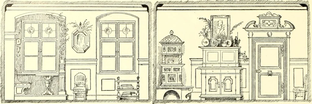 An illustration from Das deutsche Zimmer der Gothik und Renaissance : des Barock-, Rococo- und Zopfstils Anregungen zu häuslicher Kunstpflege, 1886, leaf 354