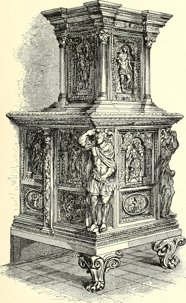 An illustration from Das deutsche Zimmer der Gothik und Renaissance : des Barock-, Rococo- und Zopfstils Anregungen zu häuslicher Kunstpflege, 1886, leaf 359